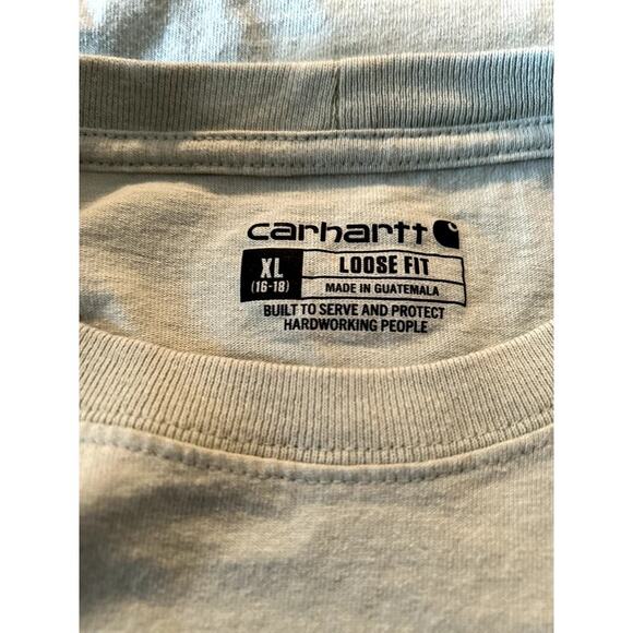 CARHARTT Logo Graphic Heavyweight Dried Clay‎ Long Sleeve Loose Fit XL T-Shirt - Picture 4 of 7